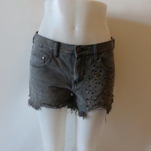 Womens Free People Charcoal Gray Distressed Cut-Off Shorts 27 *